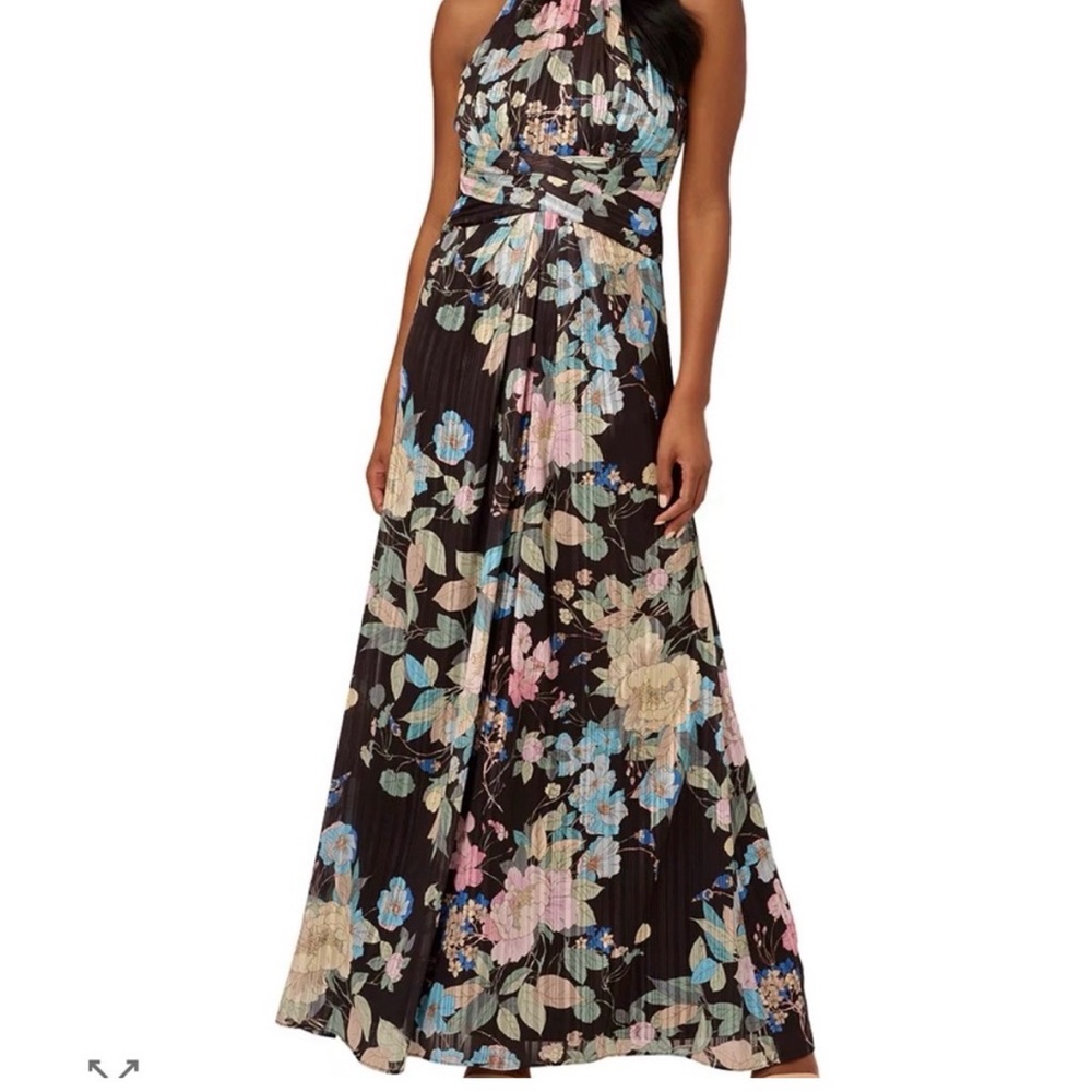 Adrianna Papell Chiffon Printed
Dress - Floral Halter Maxi Dress